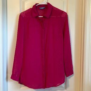 L’amour pink chiffon button down shirt